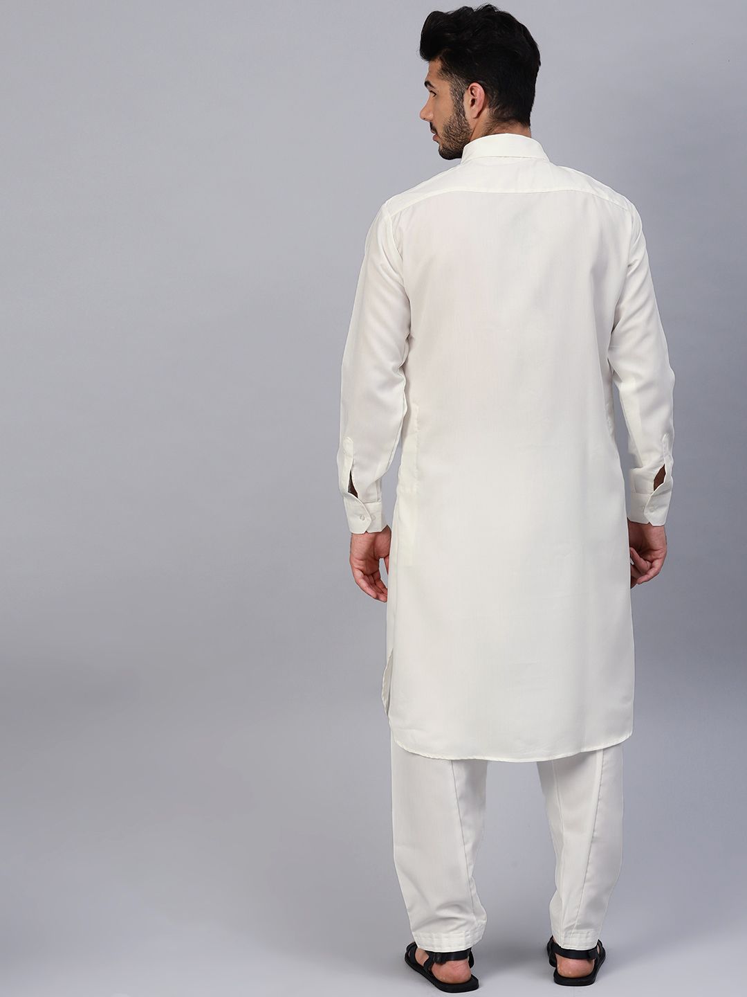 SOJANYA Men Off-White Solid Pathani Kurta with Salwar
