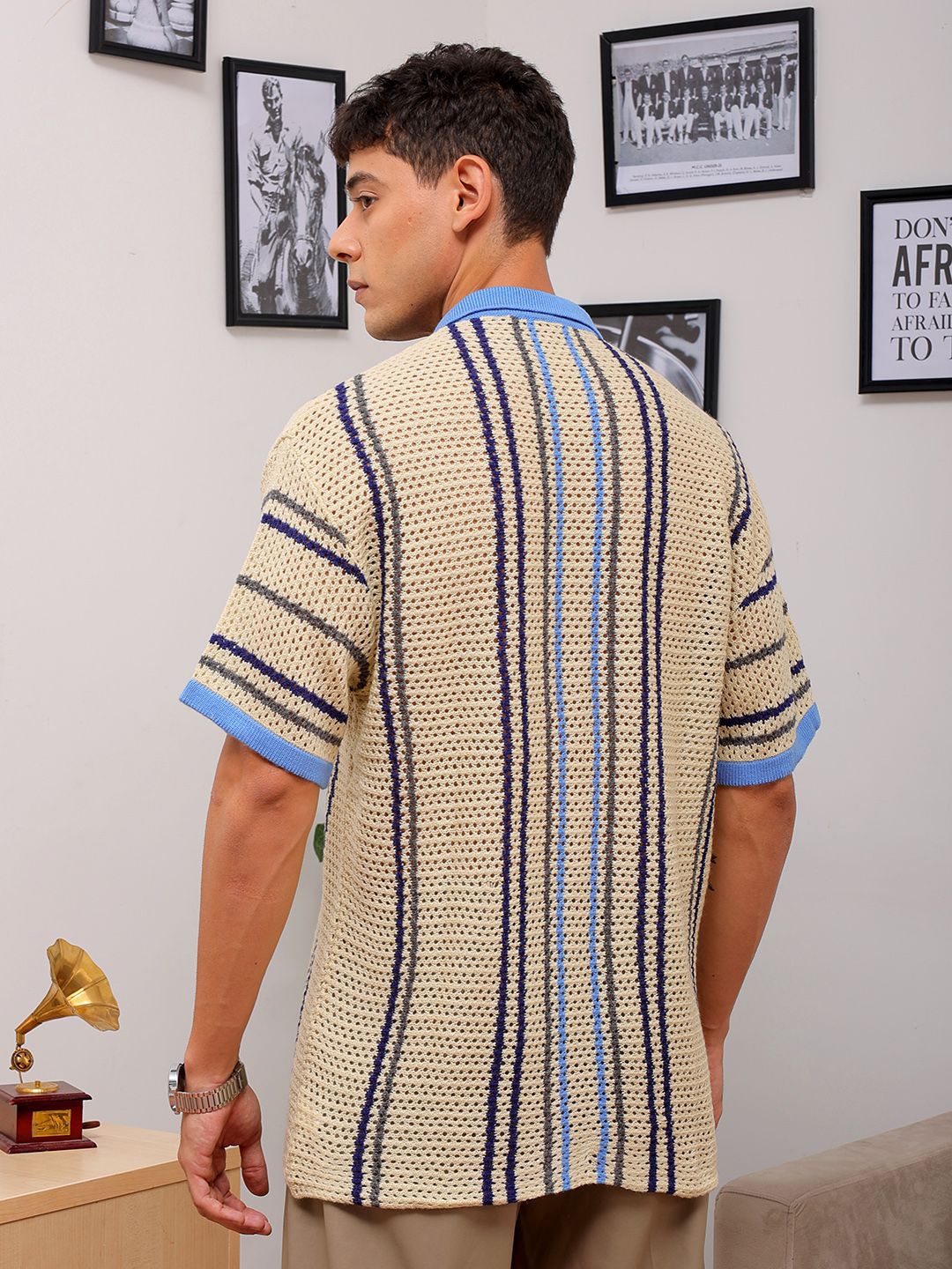 The Indian Garage Co Self Design Spread Collar Relaxed Fit Shirt