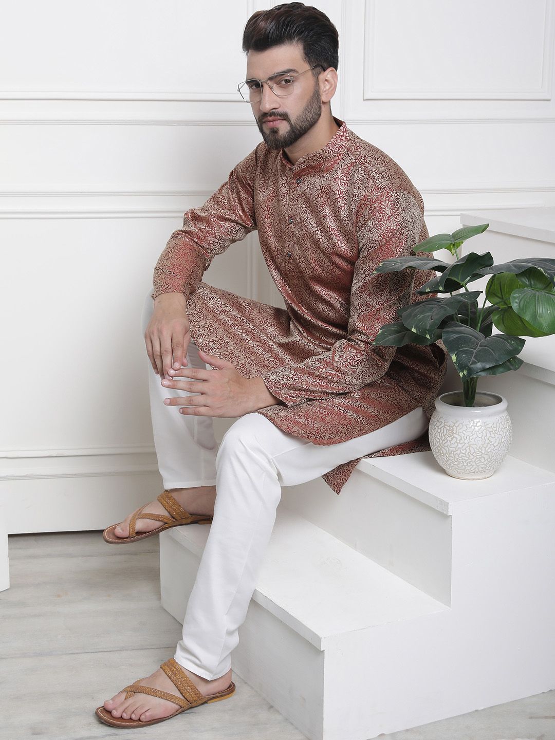 SOJANYA Woven Design Ethnic Motifs Kurta