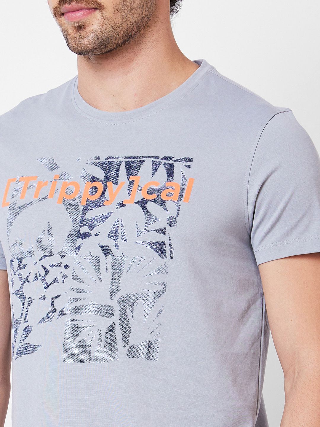 SPYKAR Graphic Printed Round Neck Slim Fit Cotton Casual T-shirt