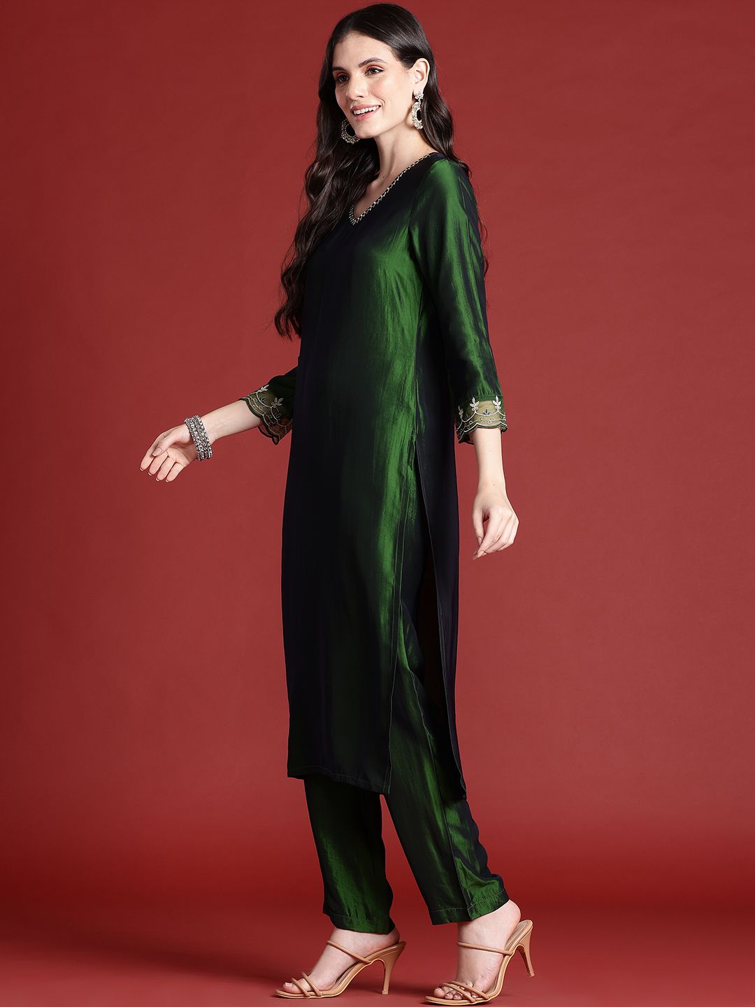 Anouk Tyohaar Collection Sequinned Kurta with Trousers & Dupatta