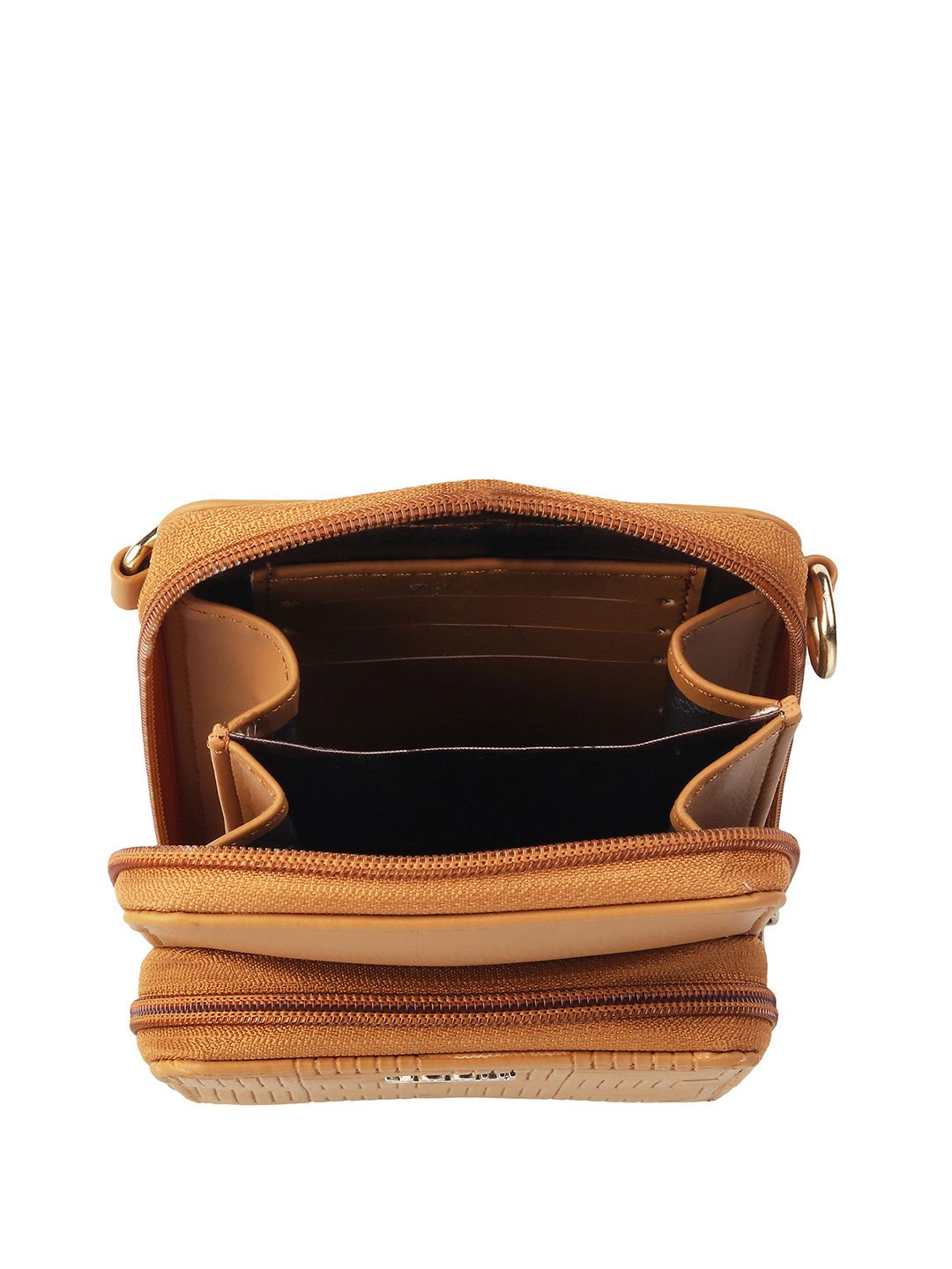 Mochi Women Tan Textured Zip Around Wallet