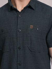 LOCOMOTIVE Premium Dobby Textured Checked Utility Cotton Pocket Regular Shirt