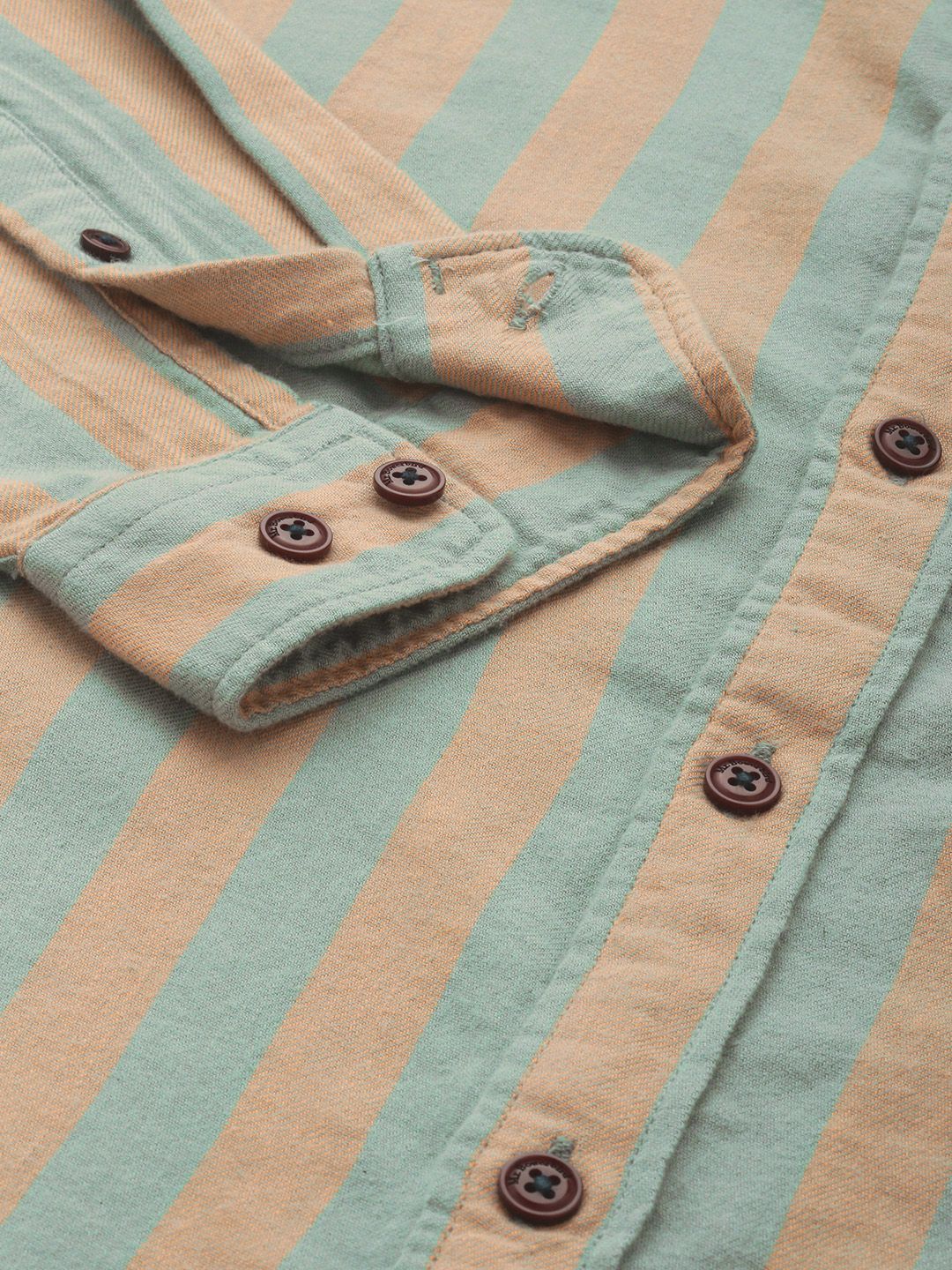 Mr Bowerbird Men Brown Tailored Fit Opaque Striped Casual Shirt