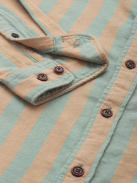 Mr Bowerbird Men Brown Tailored Fit Opaque Striped Casual Shirt