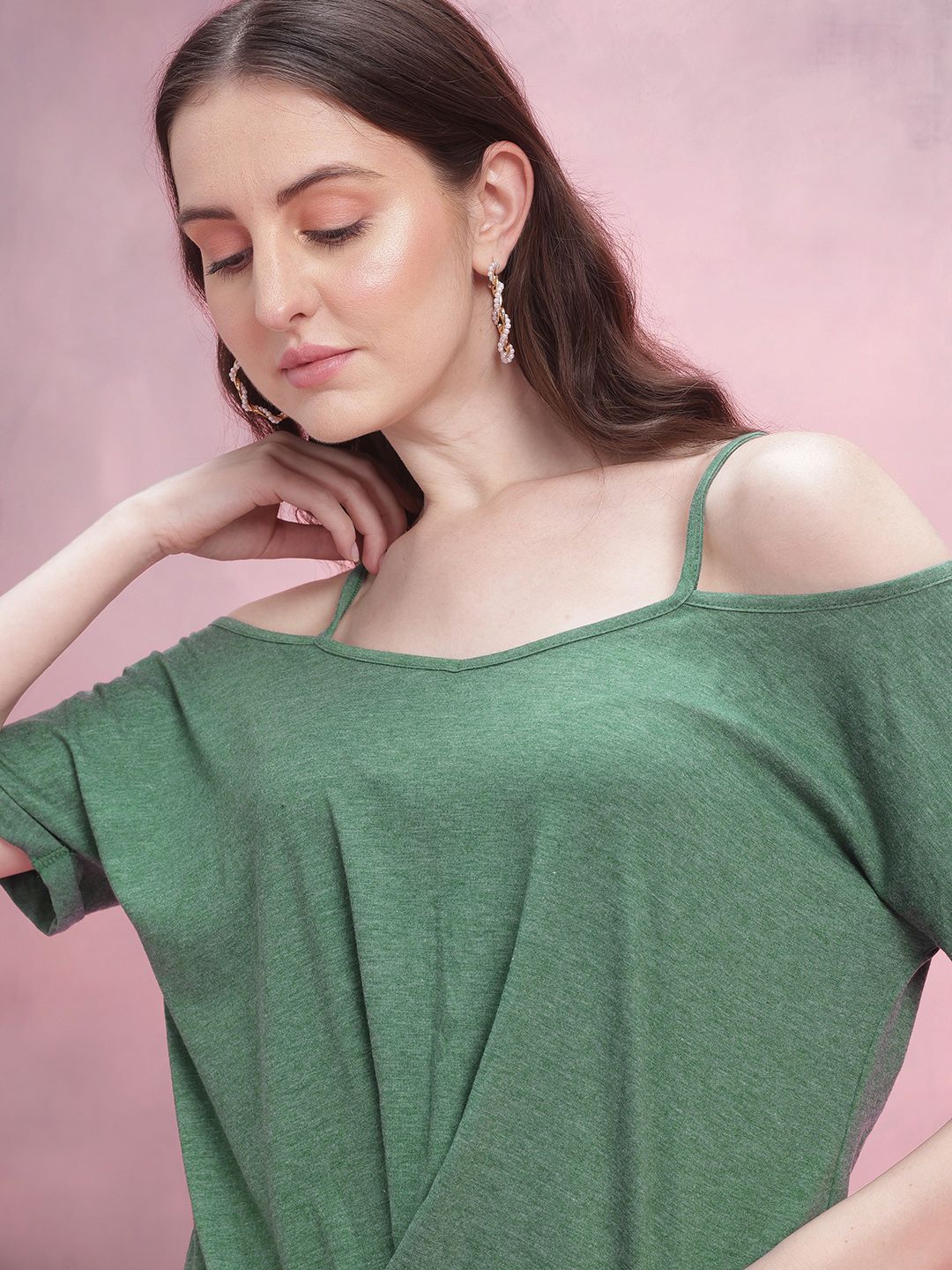 DressBerry Cold-Shoulder Gathered Top