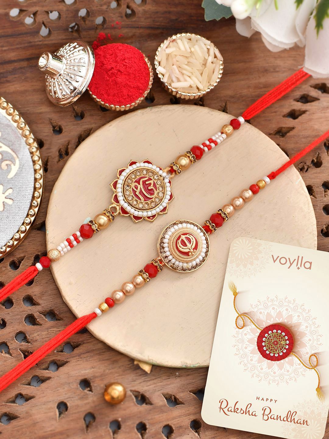Voylla Sikh Divine Pearl Beaded Benang Rakhi