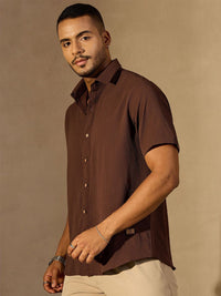 DENNISON Men Solid Spread Collar Oversized Smart Casual Shirt