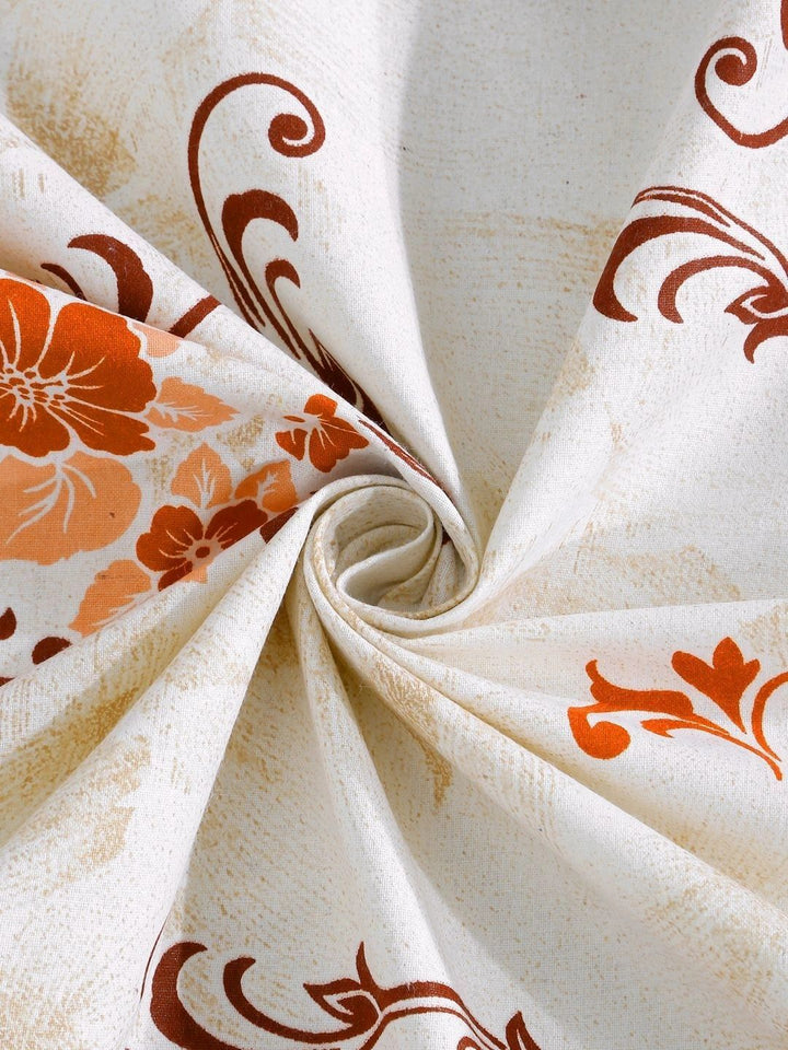 Myntra Elegant Homes Orange & White Floral 400 TC Single Bedsheet with 1 Pillow Covers