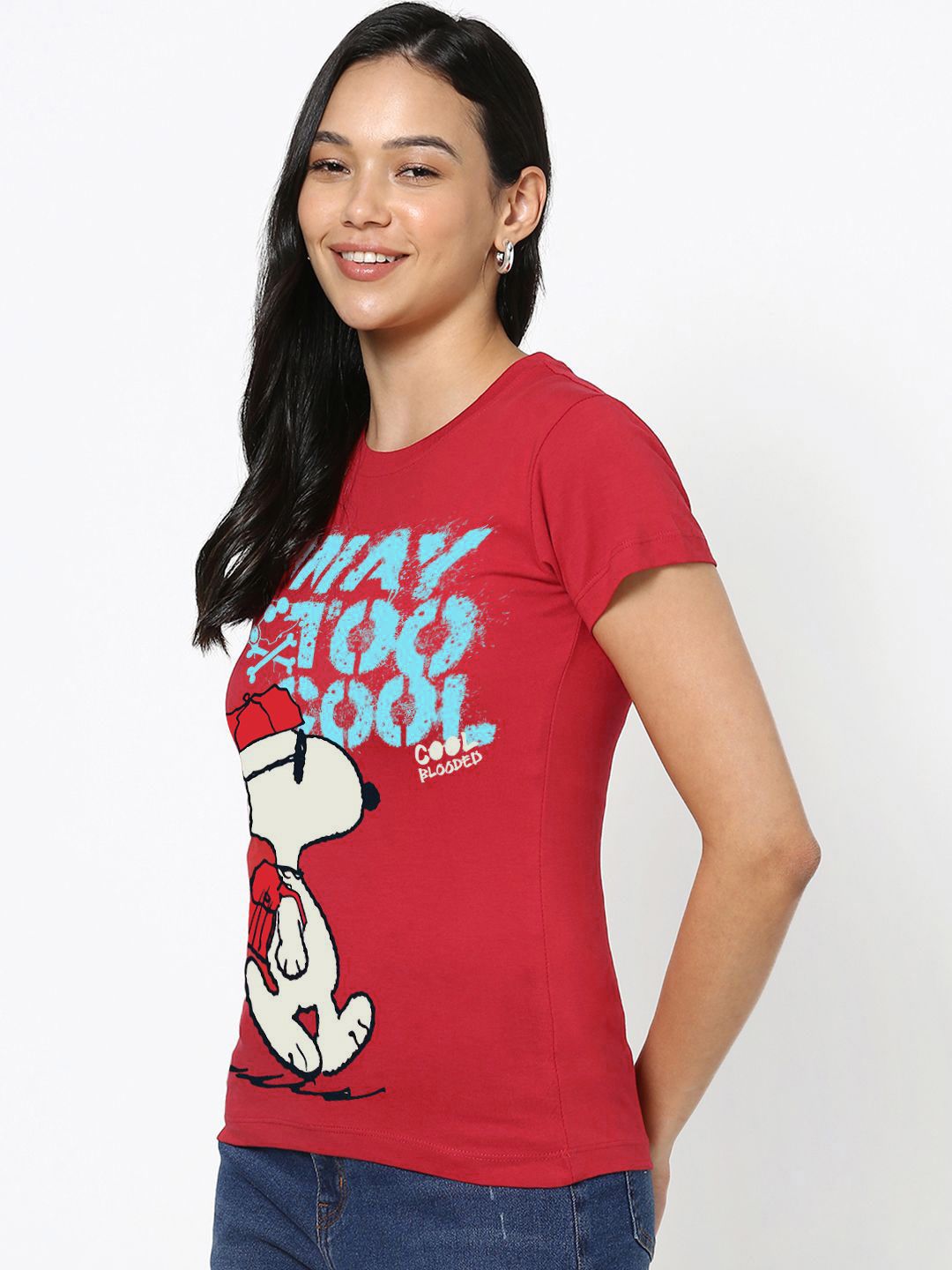Bewakoof Women Typography Printed Round Neck Cotton Peanuts T-shirt
