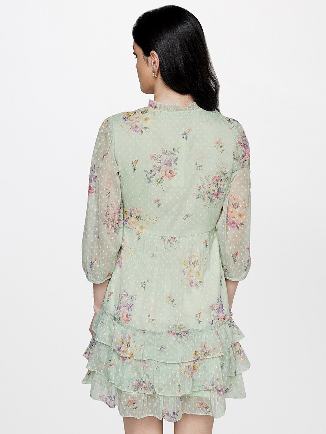 AND Floral Notch Neck A-Line Dress