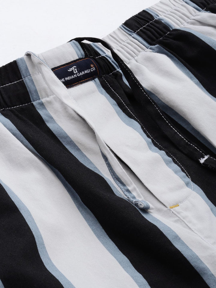 The Indian Garage Co Men Navy Blue & White Striped Pure Cotton Boxers 1120-BXR10-05