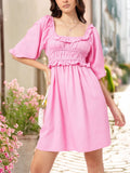 DressBerry Girlboss Glam Smocked A-Line Mini Dress