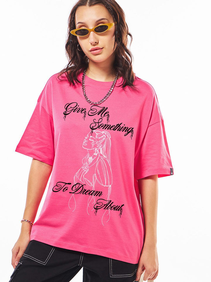 Bewakoof Women Typography Printed Round Neck Cotton Pure Cotton Oversized T-shirt
