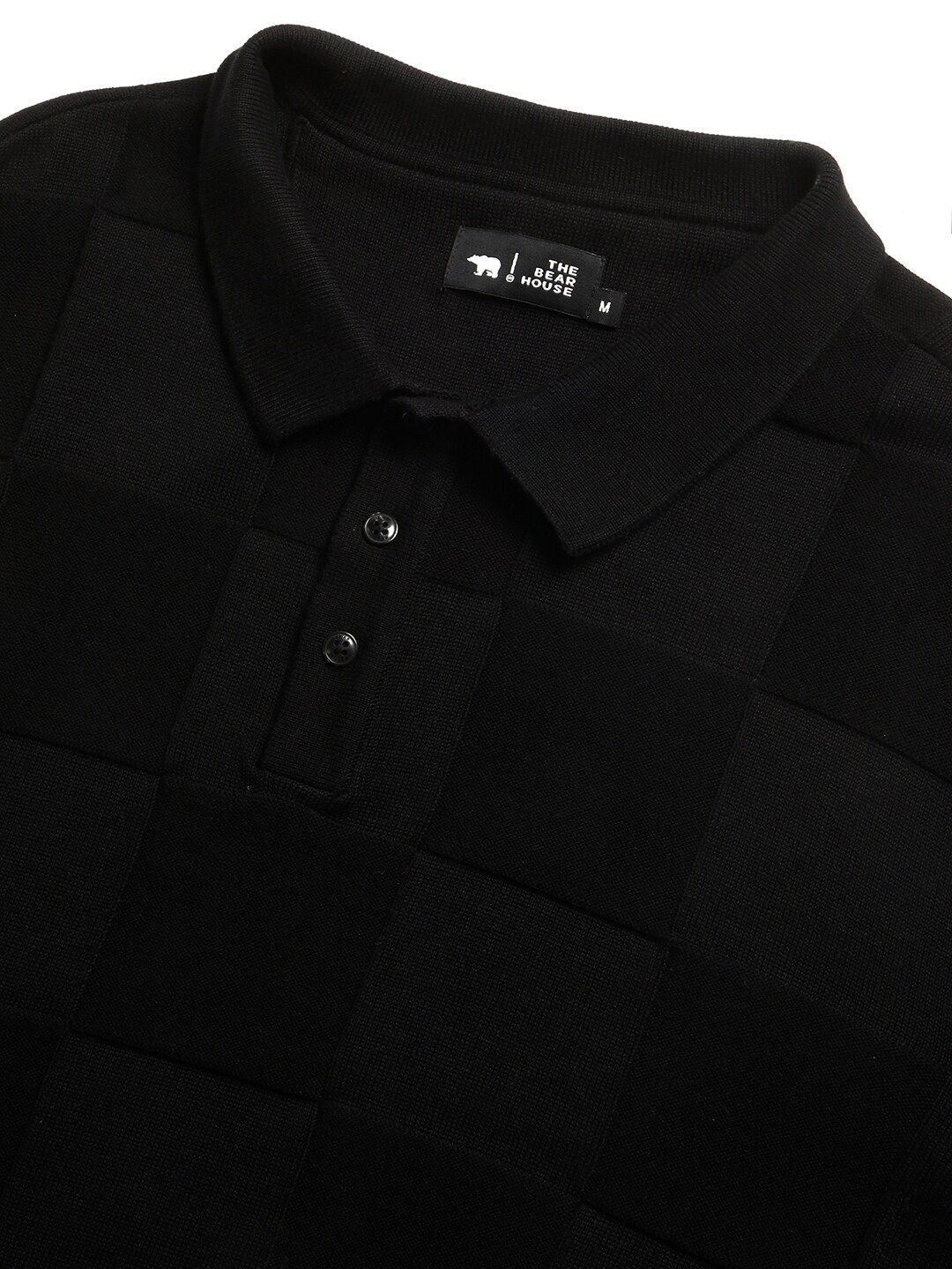 THE BEAR HOUSE Checked Polo Collar Pure Cotton T-shirt