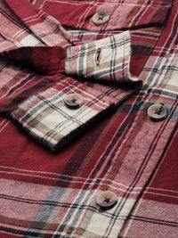 The Indian Garage Co Pure Cotton Regular Fit Checked Double Flap Pocket Flannel Shirt