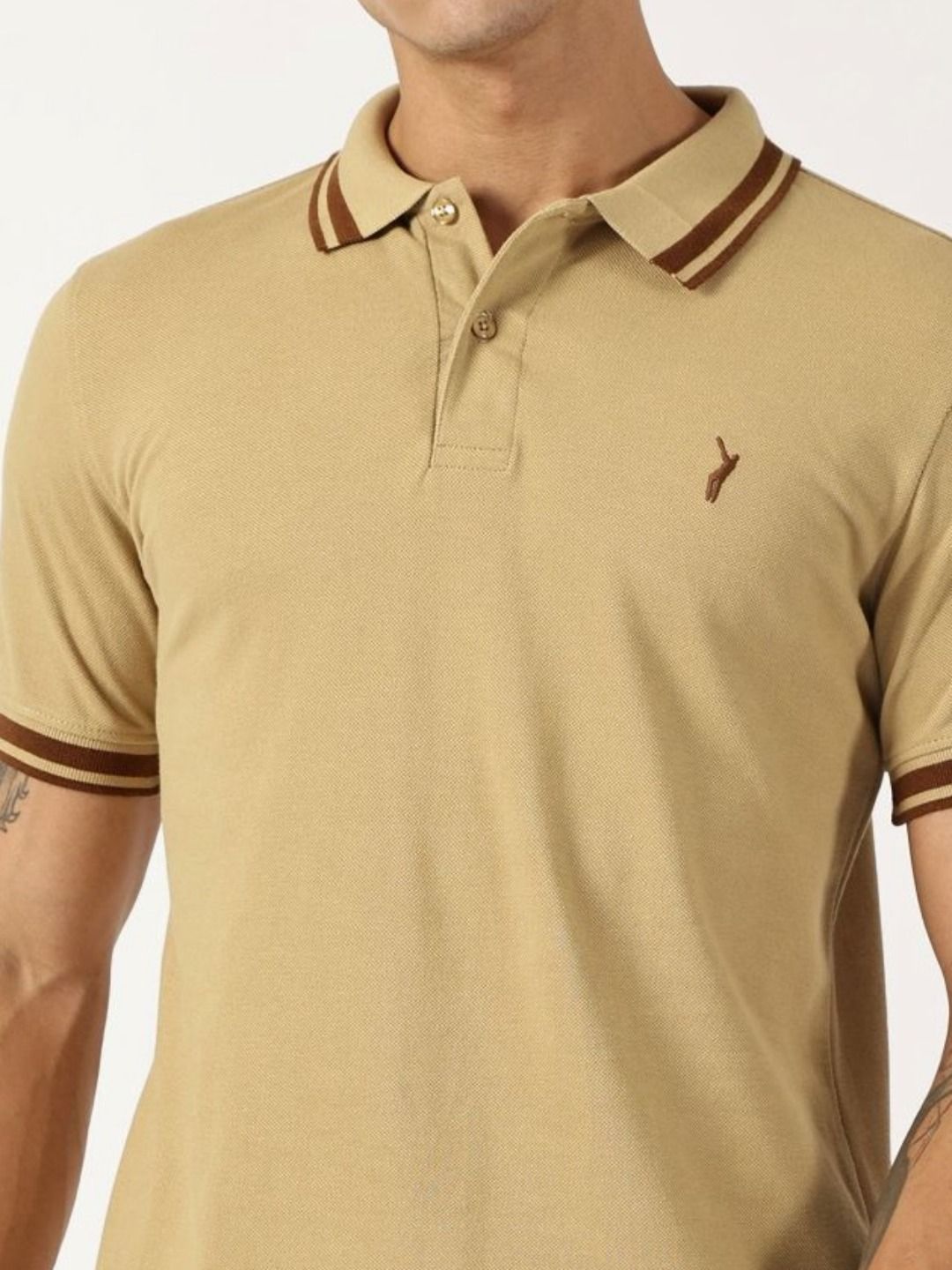 Thomas Scott Men Solid Polo Collar Cotton T-shirt