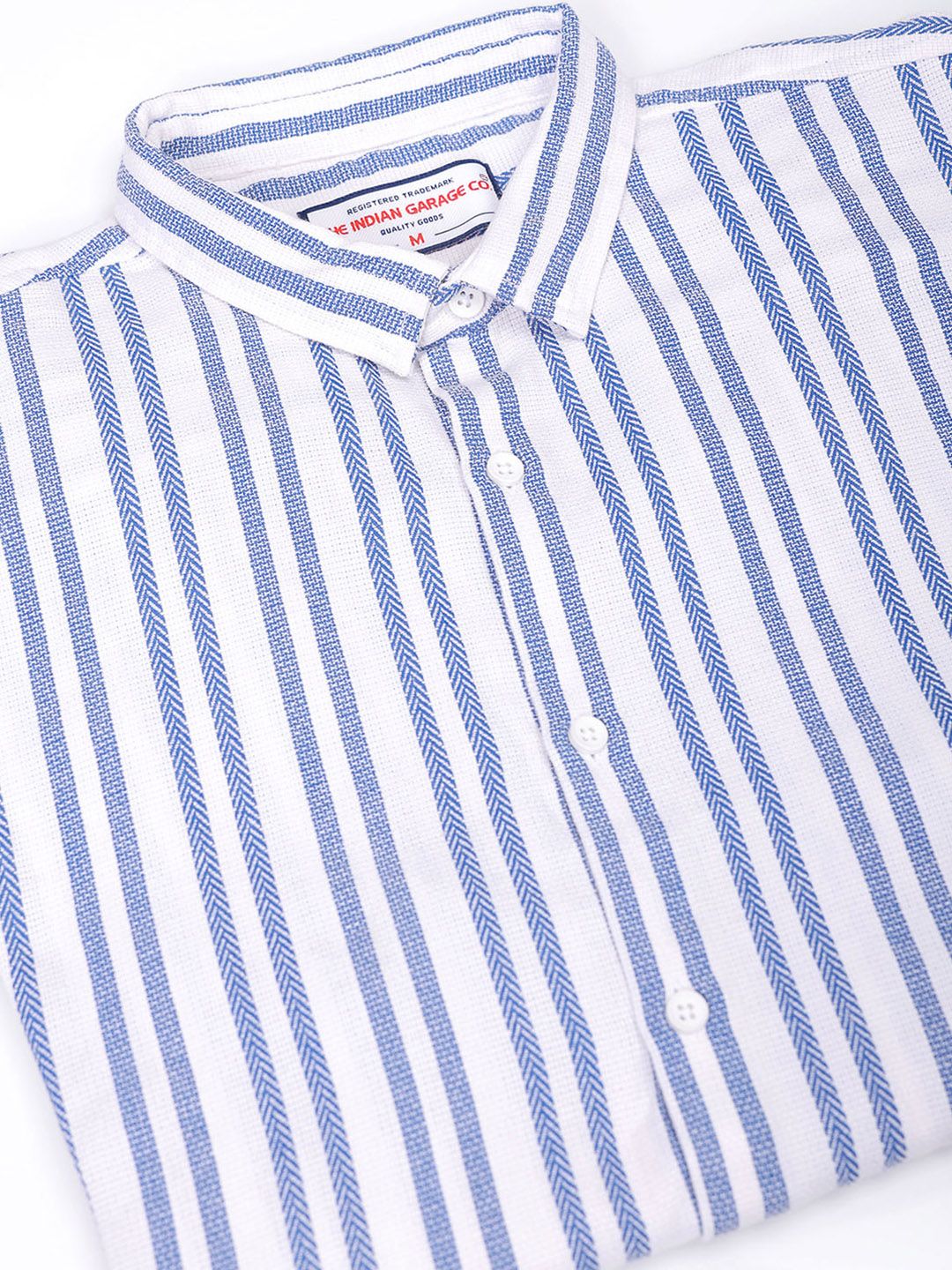 The Indian Garage Co Men Relaxed Fit Striped Dobby Textured Resortwear Shirt