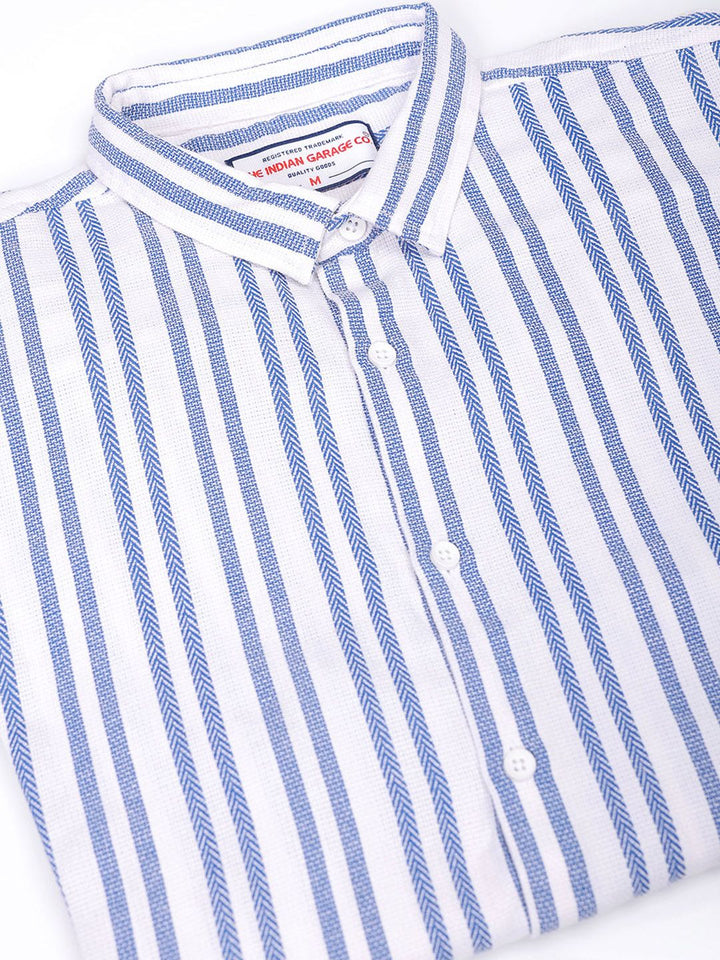 The Indian Garage Co Men Relaxed Fit Striped Dobby Textured Resortwear Shirt