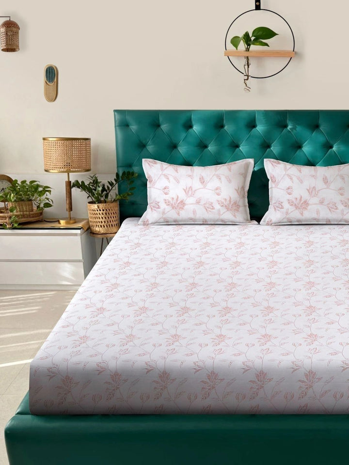 Moda Rapido X KLOTTHE Cadar Putih Bunga 400 TC dengan 2 Sarung Bantal