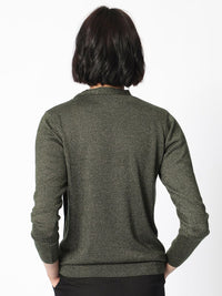 RAREISM Round Neck Acrylic Tie up Shimmer Sweater