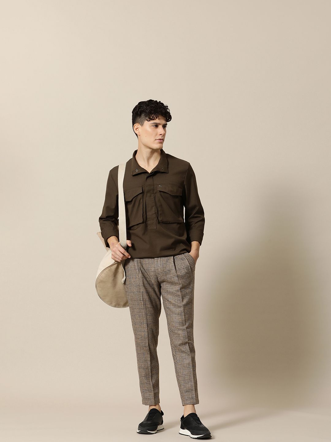 Mr Bowerbird Men Checked Tailored Pleated Trousers