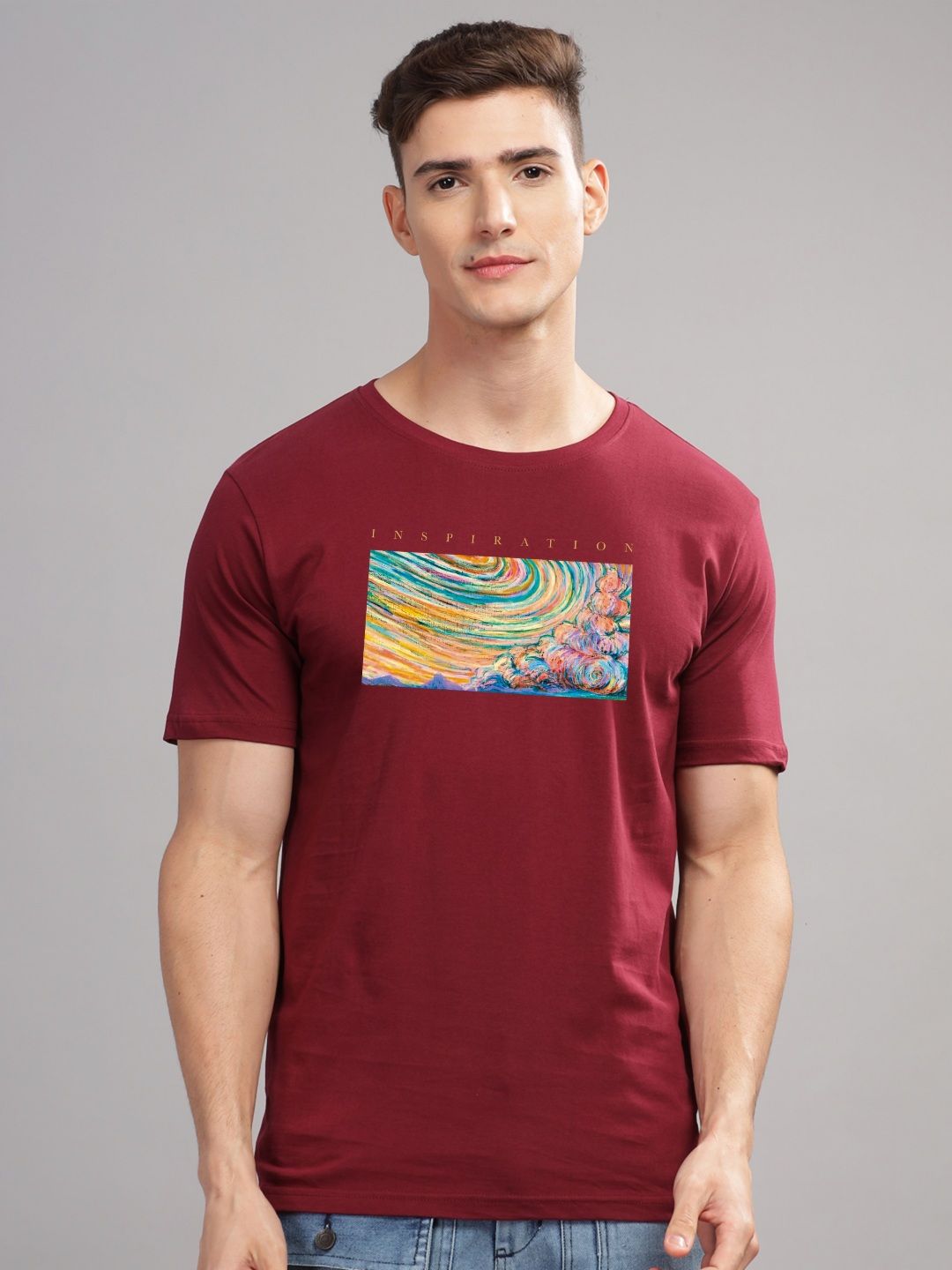 ADRO Typography Printed Round Neck Pure Cotton T-shirt
