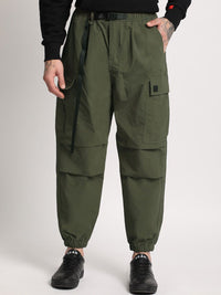 THE BEAR HOUSE Men Loose Fit Mid-Rise Easy Wash Cargos Trousers