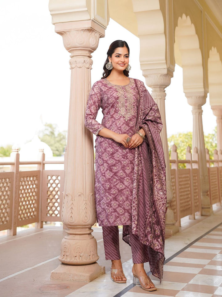 KALINI Ethnic Motifs Zari Embroidered Straight Kurta With Trousers & Dupatta