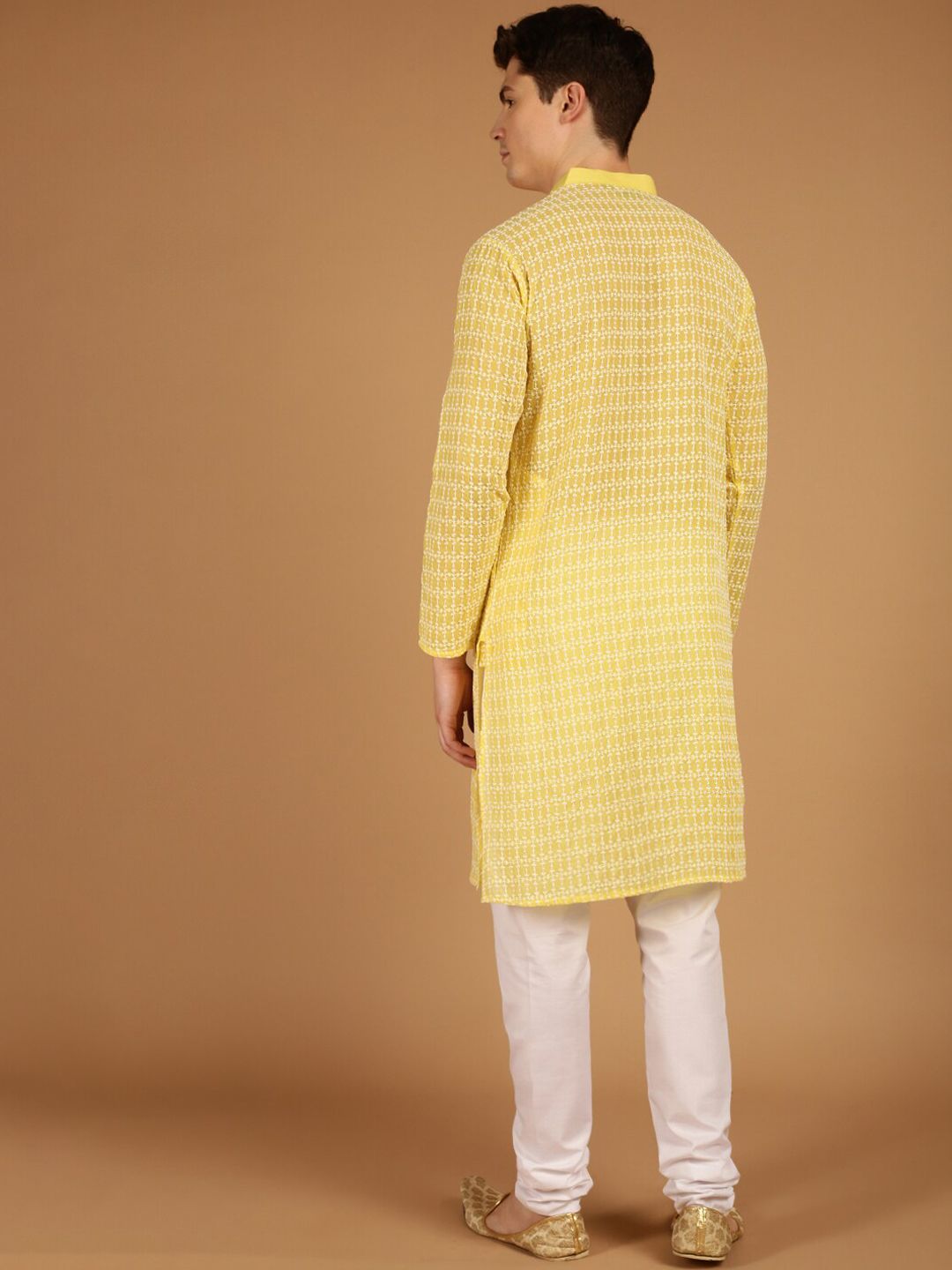SOJANYA Motif Etnik Bersulam Kolar Katun Murni Kurta