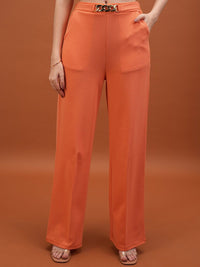 Tokyo Talkies Orange Coloured Square Neck Top Blazer & Trousers Co-Ords