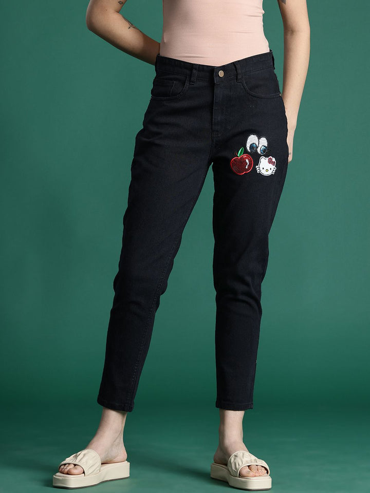 DressBerry Women Embellished Mom Fit Stretchable Jeans