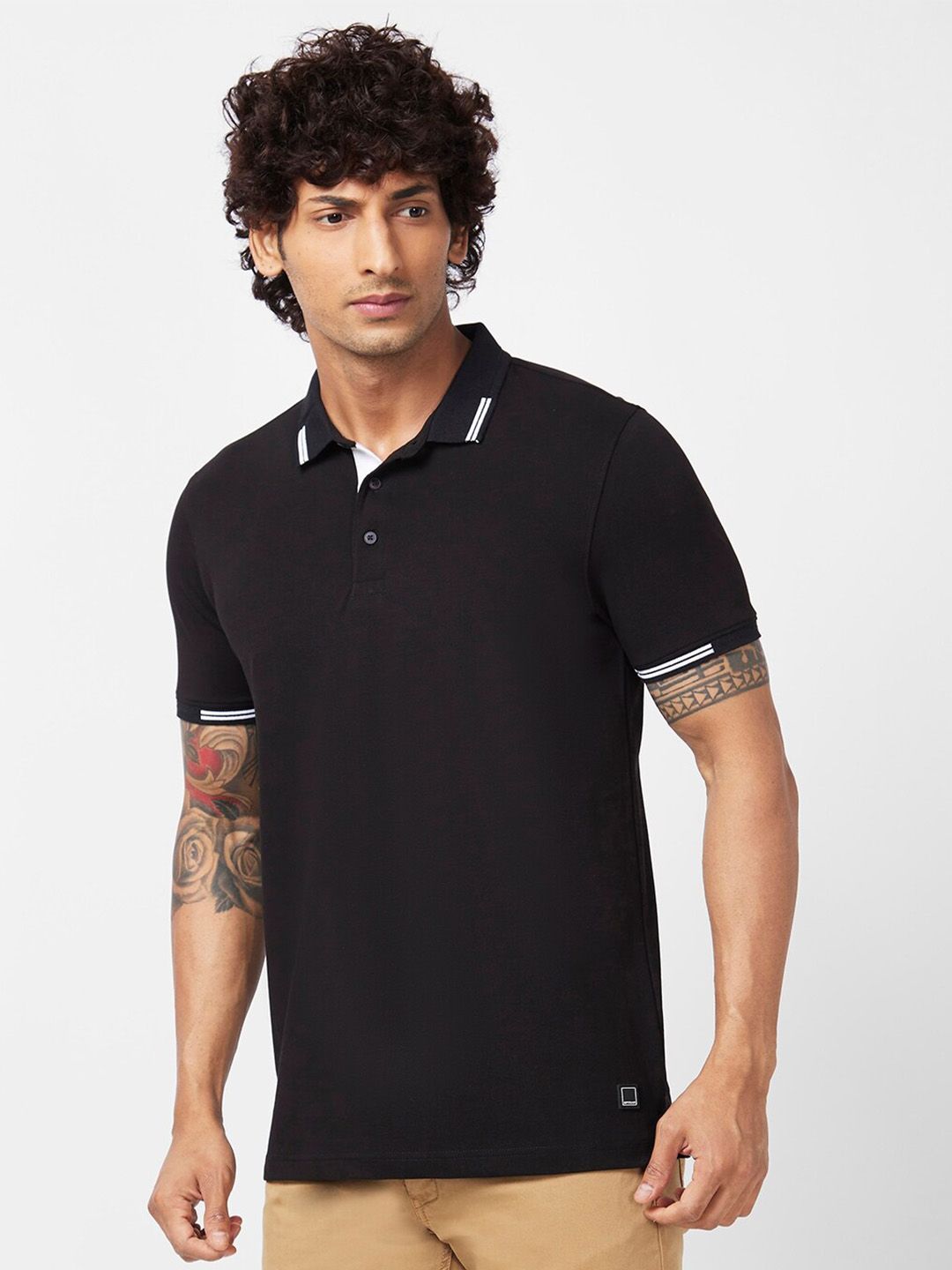 SPYKAR Polo Collar Slim Fit Cotton T-Shirt