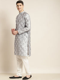 SOJANYA Geometric Woven Design Jacquard Silk Kurta With Churidar