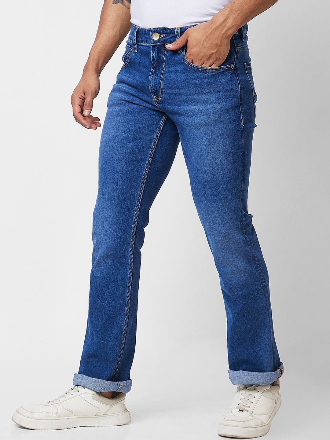 SPYKAR Men Mid-Rise Bootcut Light Fade Stretchable Jeans