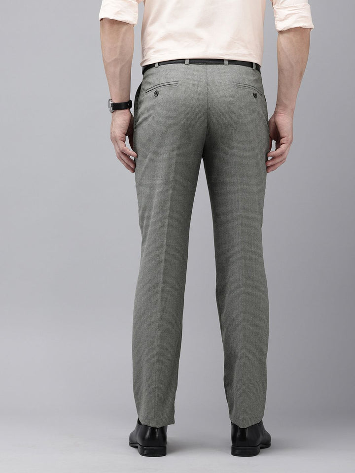 Park Avenue Men Textured Checked Formal Trousers
