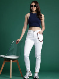 DressBerry Women Mom Fit High-Rise Stretchable Jeans with Chain
