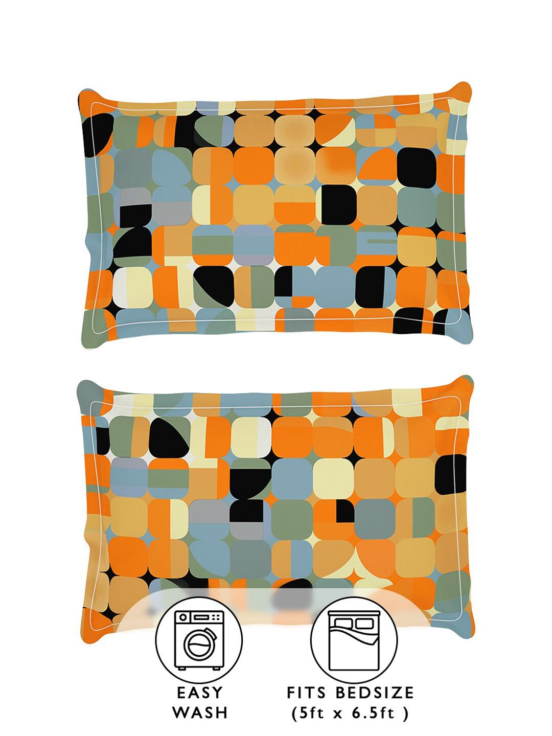 Story@home Orange & Grey 180 TC Queen Bedsheet with 2 Pillow Covers