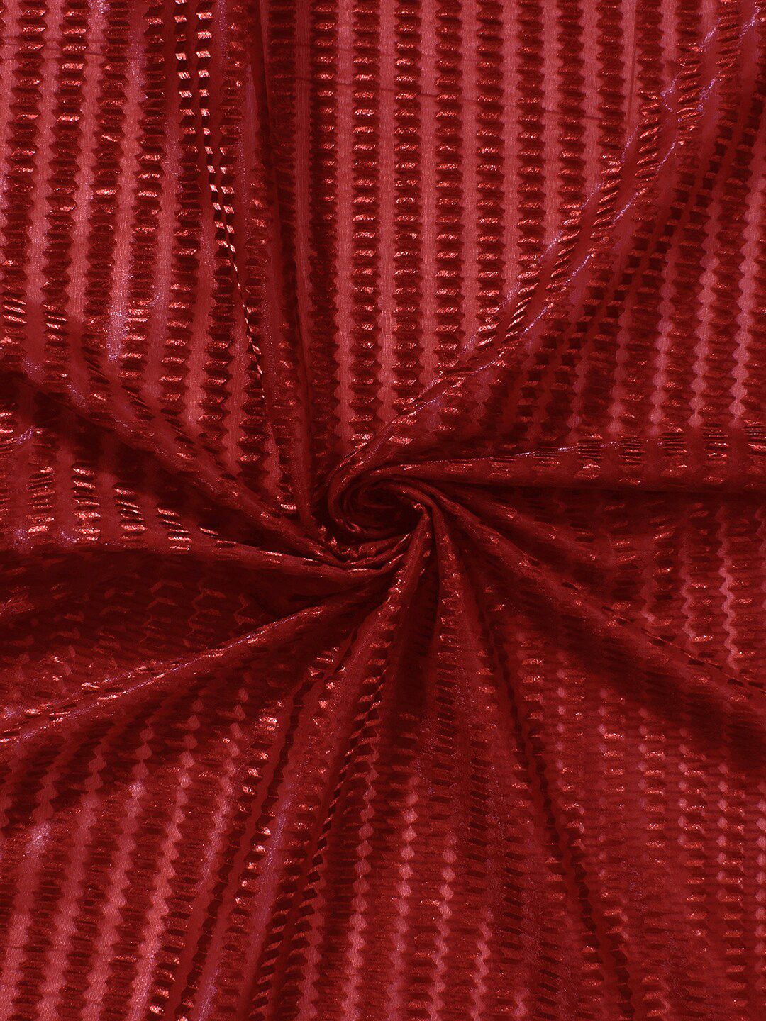 Story@home Maroon Set of 2 Striped Sheer Door Curtain