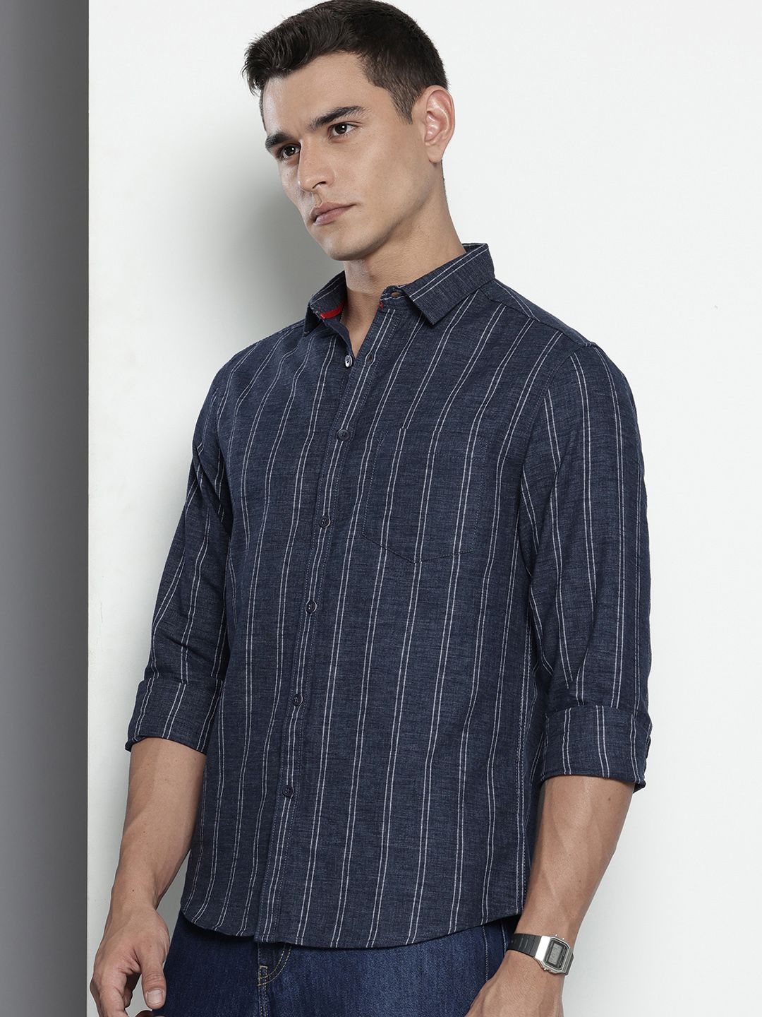 The Indian Garage Co Slim Fit Vertical Stripes Casual Shirt