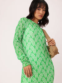 DressBerry Sleek Charm Printed Soft Mesh Sheath Midi Dress With A Inner Slip