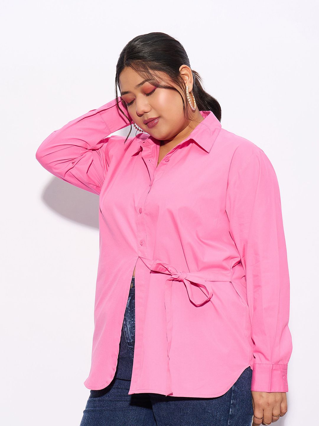 SASSAFRAS Curve Plus Size Pure Cotton Casual Shirt