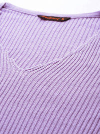 DressBerry Women V-Neck Ribbed Pullover