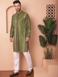 Jompers Geometric Embroidered Regular Mirror Work Straight Kurta With Pyjamas
