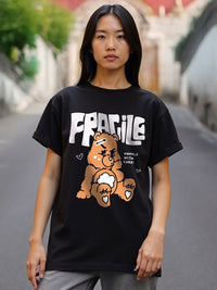 Bewakoof Women Fragile Graphic Printed Boyfriend T-shirt