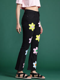 DressBerry Women Bootcut Cut Floral Printed Stretchable Jeans