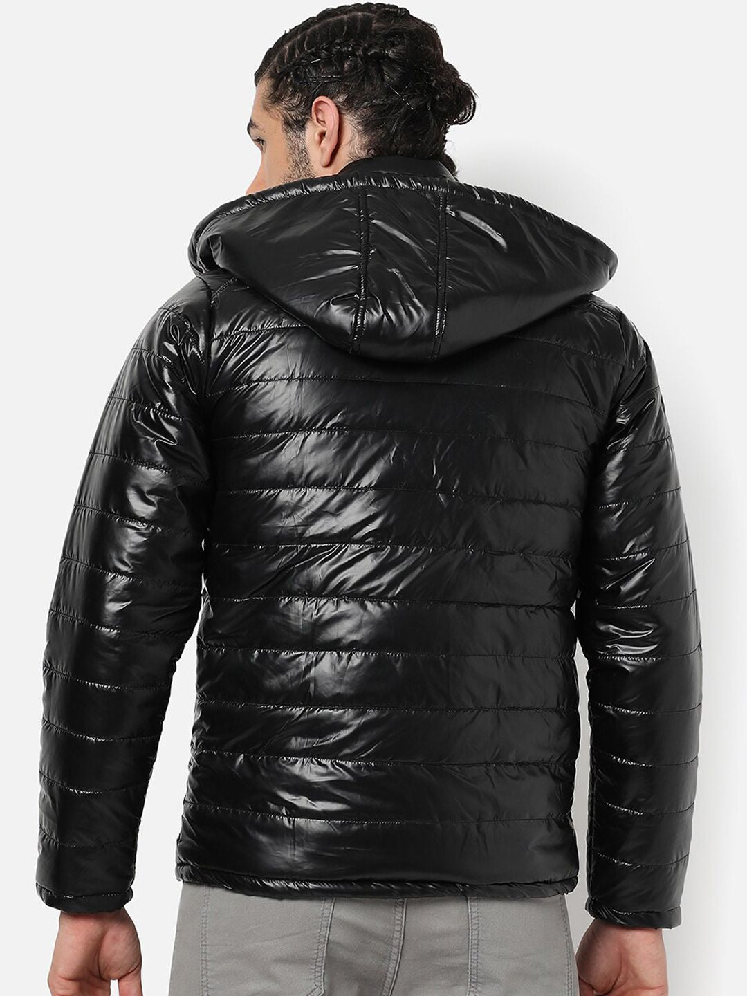 Campus Sutra Men Black Windcheater Outdoor Bomber Jacket