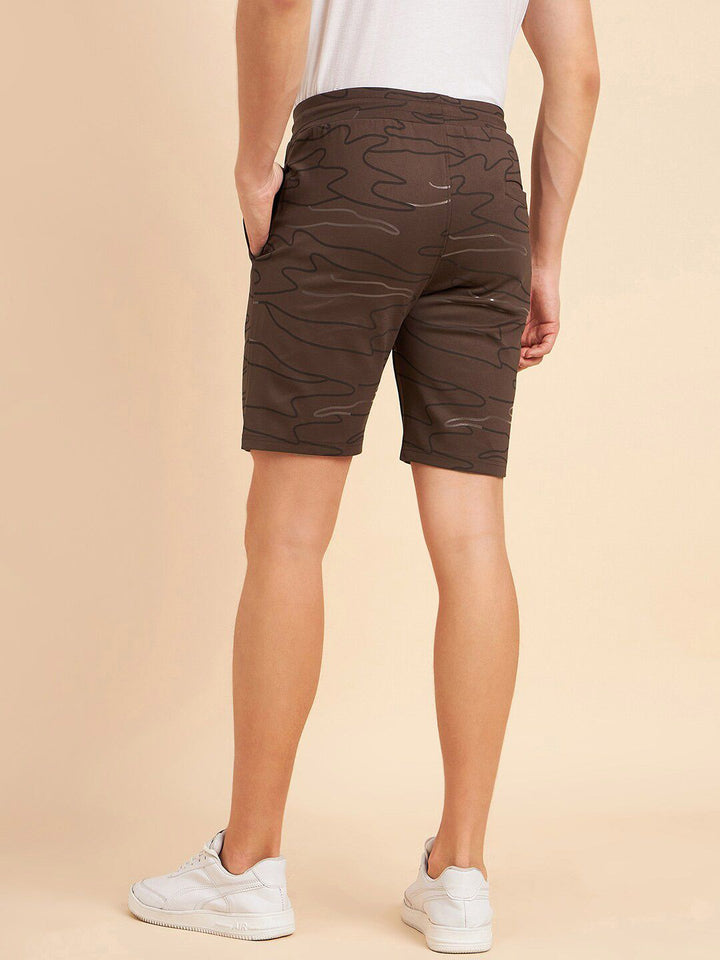 Sweet Dreams Men Brown & Black Mid Rise Abstract Printed Shorts