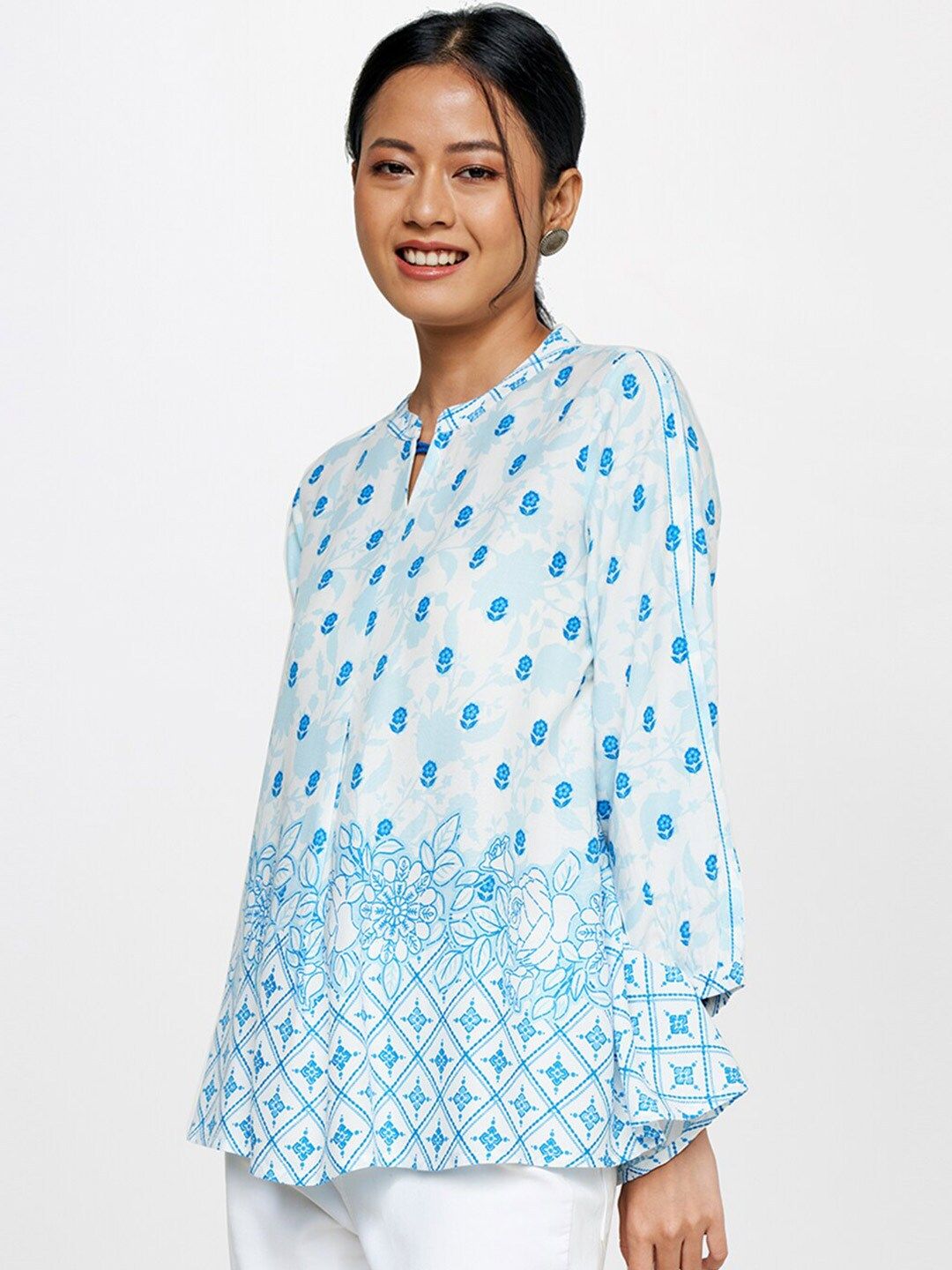Global Desi Floral Print Top