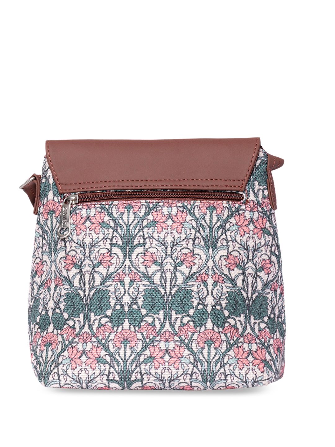 ZOUK Floral Printed Structured Vegan Leather Sling Bag